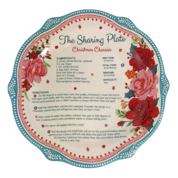 🆕 Pioneer Woman Cheerful Rose Christmas Sharing Plate Set - Picture 3 of 7